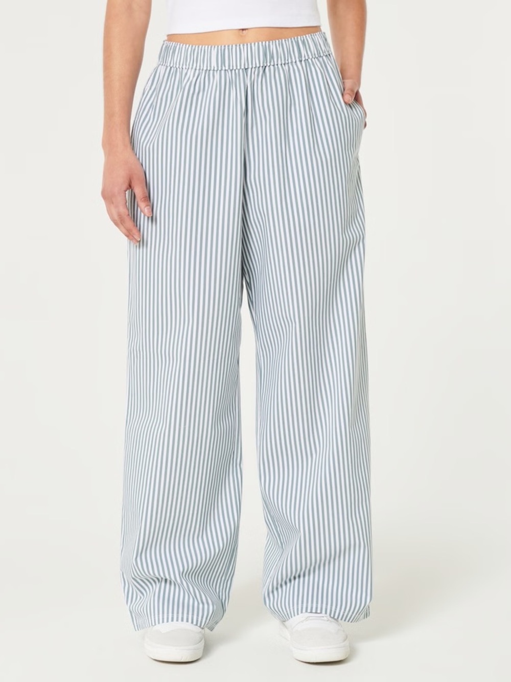 Hollister Striped Sleep Pants - green & White